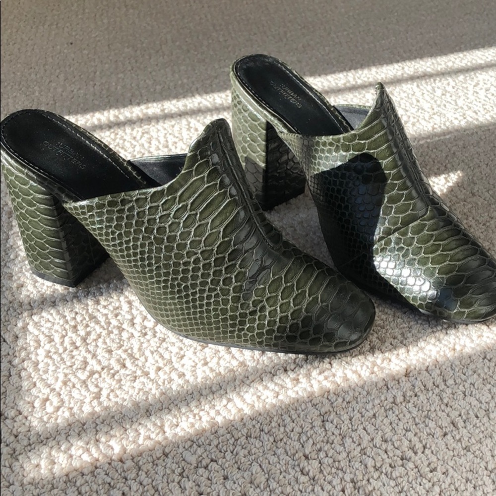UO olive green mules